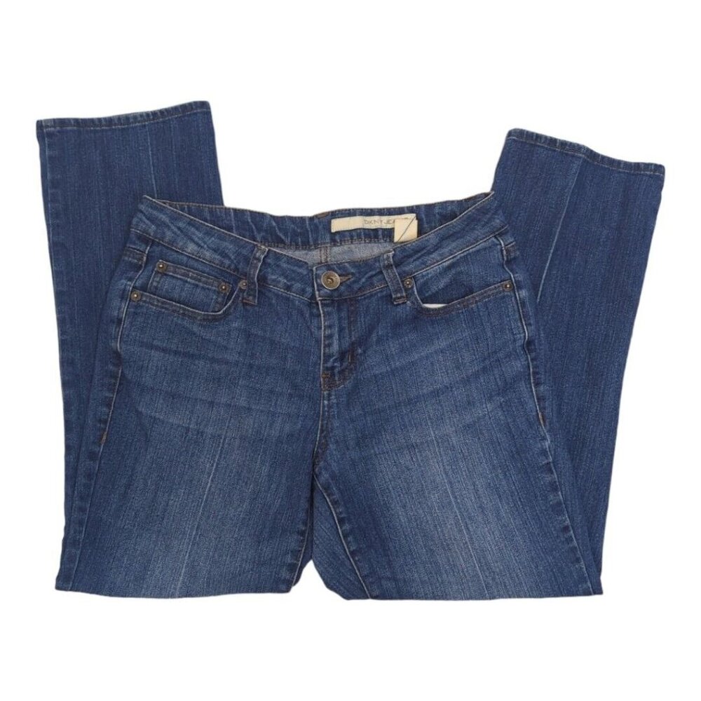 DKNY Straight Ankle Jeans Size 10 Dark Blue/Fade